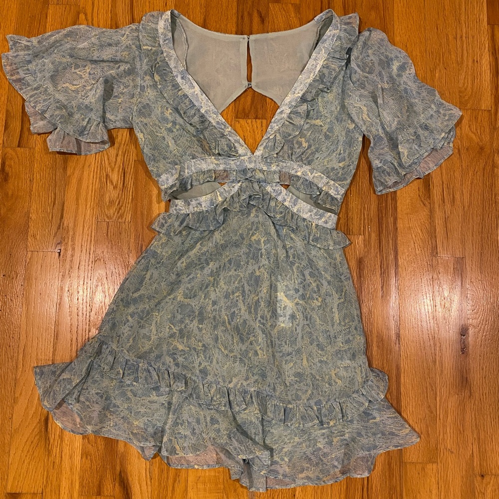 Olivaceous printed cocktail dress